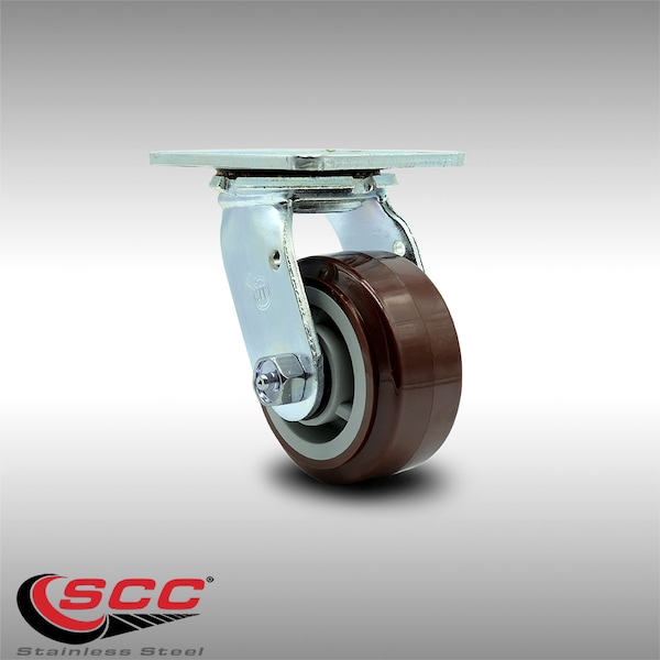 4 Inch Stainless Steel Polyurethane Wheel Swivel Caster with Roller Bearing SCC